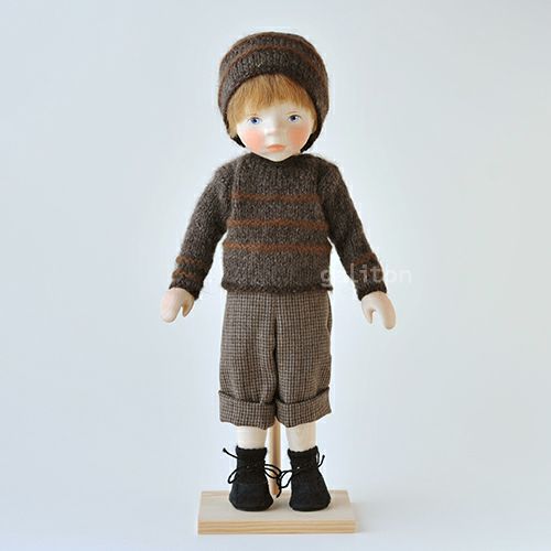 Elisabeth Pongratz ポングラッツ人形 オールウッド H342 茶セーター茶千鳥格子ズボン