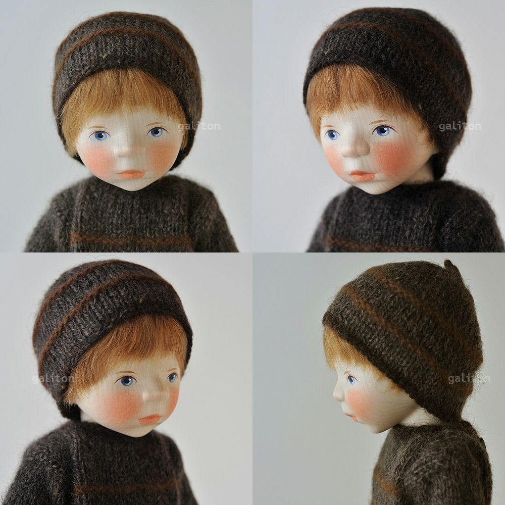 Elisabeth Pongratz ポングラッツ人形 オールウッド H342 茶セーター茶千鳥格子ズボン