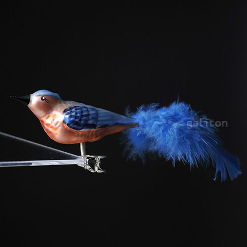 【xmas限定販売】 グラスオーナメント 鳥 橙/青 1038