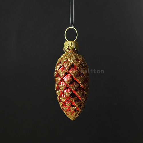 【xmas限定販売】 グラスオーナメント 松かさ（小）赤 RM3153