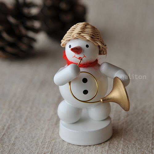 【xmas限定販売】 《ミニチュア》 雪だるまの楽団 フレンチホルン