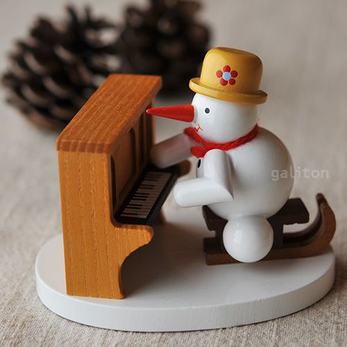 【xmas限定販売】 《ミニチュア》 雪だるまの楽団 ピアノ
