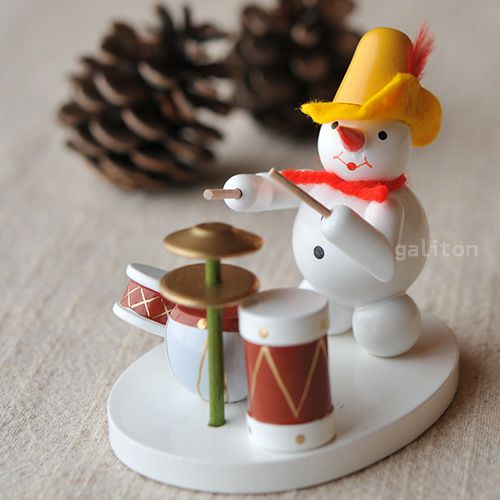 【xmas限定販売】 《ミニチュア》 雪だるまの楽団 ドラム