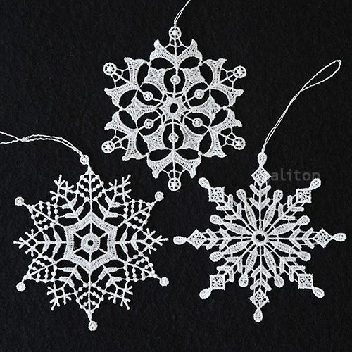 【xmas限定販売】 レースオーナメントセット 雪の結晶 ホワイトA