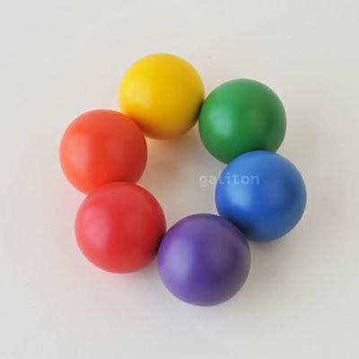 【童具館　積み木　正規品】木製カラーボール6個セット 入荷 木の玉 カラー6個セット！ 童具館オリジナル綿袋つき