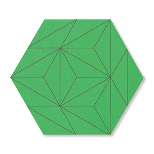 童具館 ケルンモザイク45六角FGW（鈍角二等辺三角形 緑明清色）