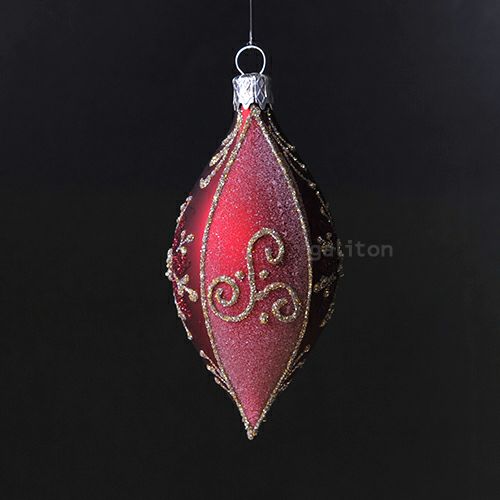【xmas限定販売】 グラスオーナメント オリーブ赤 1064
