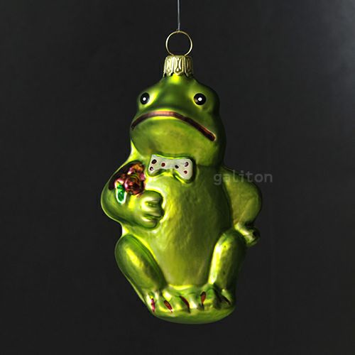 【xmas限定販売】 グラスオーナメント 蝶ネクタイのカエル