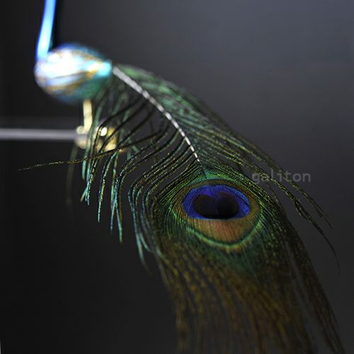 【xmas限定販売】 グラスオーナメント 鳥 くじゃく 青（冠大）30035