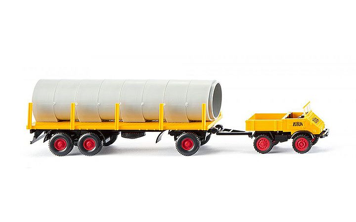 ヴィーキング Wiking 039205 Unimog U 411 with stanchion trailer Zublin