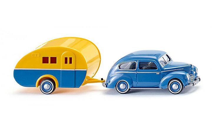 ヴィーキング Wiking 082004 Ford Taunus G73A w. trailer blue/yellow