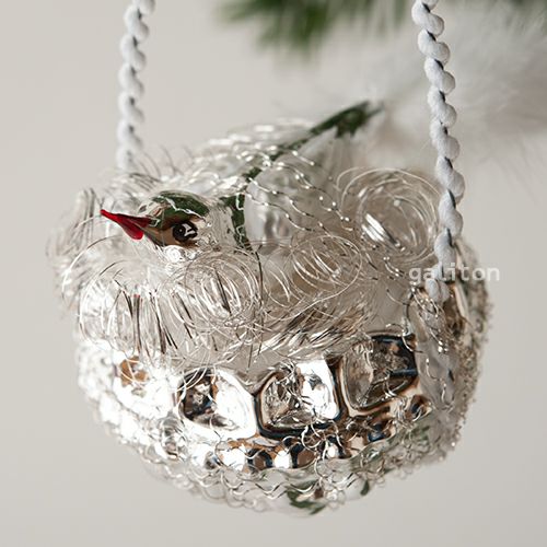 【xmas限定販売】 ワイヤーグラスオーナメント 鳥の巣 312