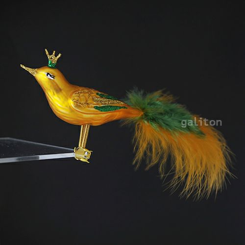 xmas限定販売】 グラスオーナメント 王冠の鳥 金緑 1076 | がりとん
