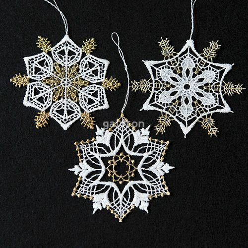 【xmas限定販売】 レースオーナメントセット 雪の結晶 ゴールド