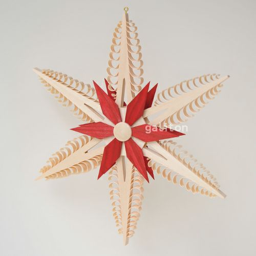 【xmas限定販売】《クリスマスオーナメント》 削り木の星L 赤 199084