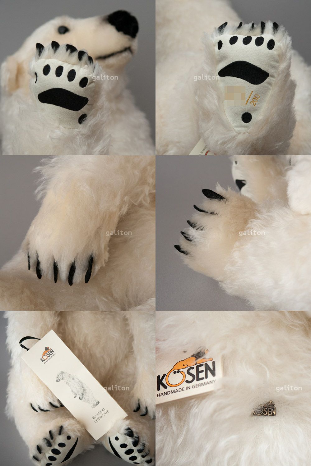 ケーセン Koesen ぬいぐるみ 限定版モヘアホワイトベア（特大）