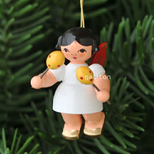 【xmas限定販売】《クリスマスオーナメント》 ウーリッヒ Uhlig 赤い羽根の天使 マラカス