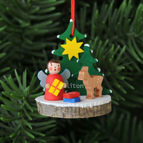 【xmas限定販売】《クリスマスオーナメント》 クリスティアンウルブリヒト Christian Ulbricht 切り株のオーナメント 天使とシカ