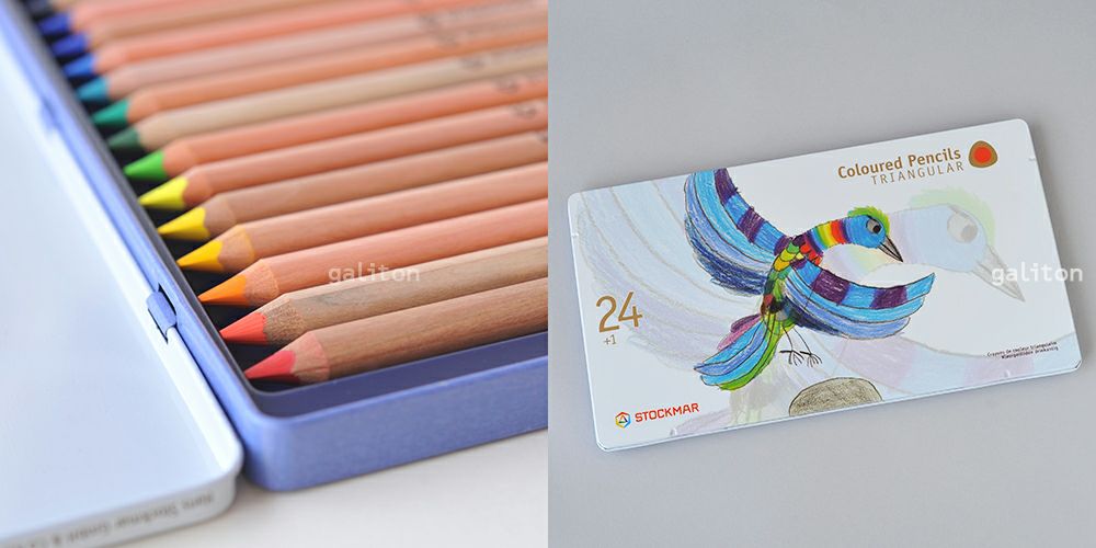 シュトックマー Stockmar 三角軸色鉛筆24色+鉛筆B メタルケース入