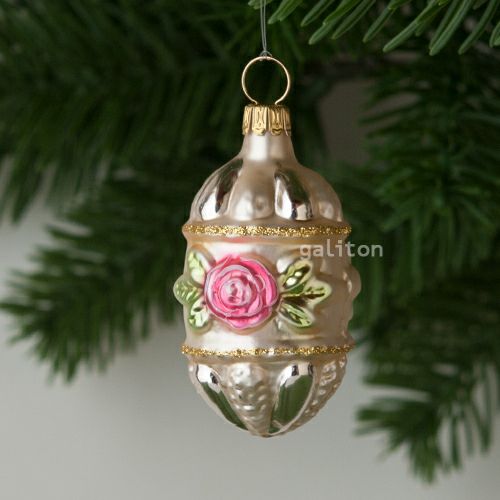 【xmas限定販売】 グラスオーナメント バラ 楕円 30160