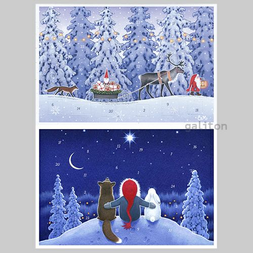 【xmas限定販売】 アドヴェントカード2枚組Rラメ付