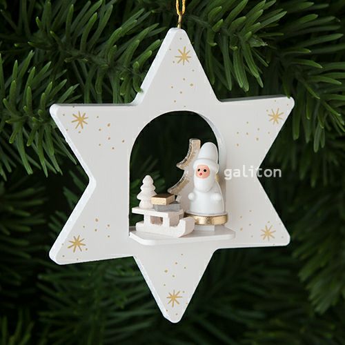 【xmas限定販売】《クリスマスオーナメント》 クリスティアンウルブリヒト Christian Ulbricht 白い星のサンタとソリ