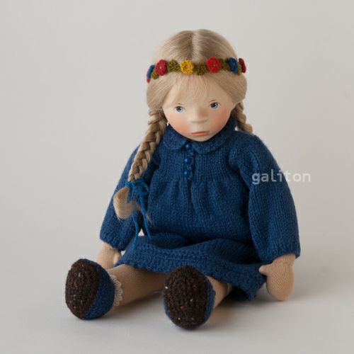 Elisabeth Pongratz ポングラッツ人形 ソフト S087 ニット青ワンピース