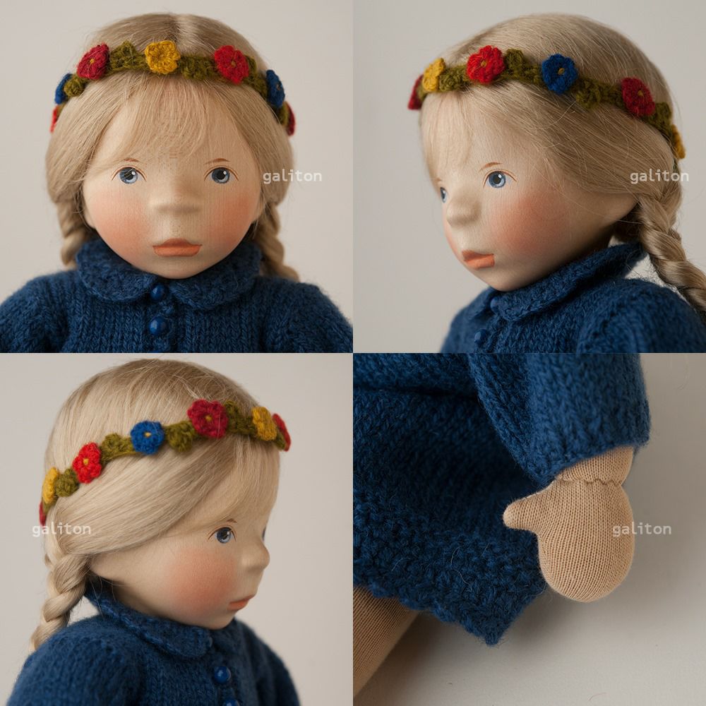 Elisabeth Pongratz ポングラッツ人形 ソフト S087 ニット青ワンピース