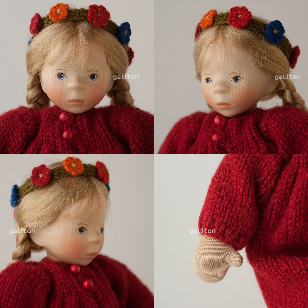 Elisabeth Pongratz ポングラッツ人形 ソフト（小） L030 ニット赤ワンピース