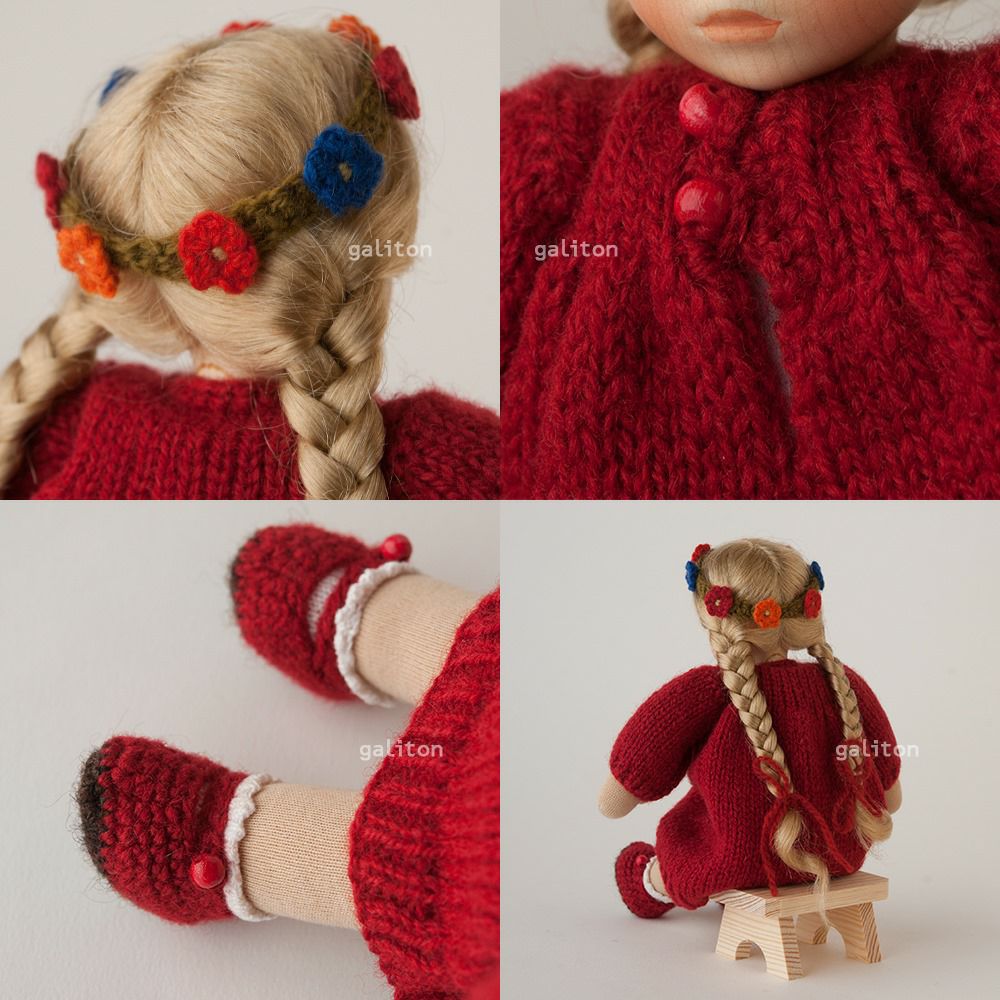 Elisabeth Pongratz ポングラッツ人形 ソフト（小） L030 ニット赤ワンピース