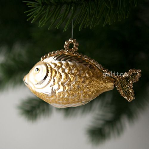 【xmas限定販売】 グラスオーナメント 魚 金 30048C