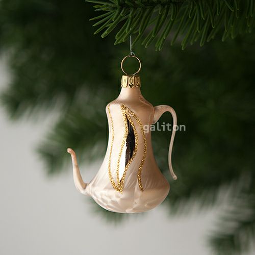 【xmas限定販売】 グラスオーナメント コーヒーポット 金 30175A