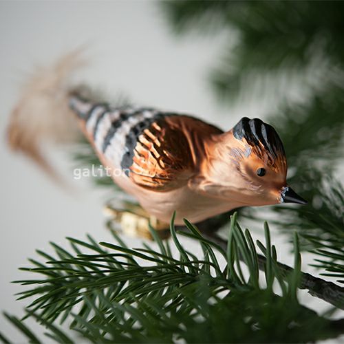 【xmas限定販売】 グラスオーナメント 鳥 ヤツガシラ 3273755