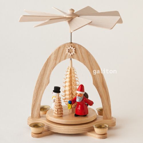 【xmas限定販売】 クリスマスピラミッド アルビンプライスラー Albin Preissler サンタの贈り物 白木 085437N