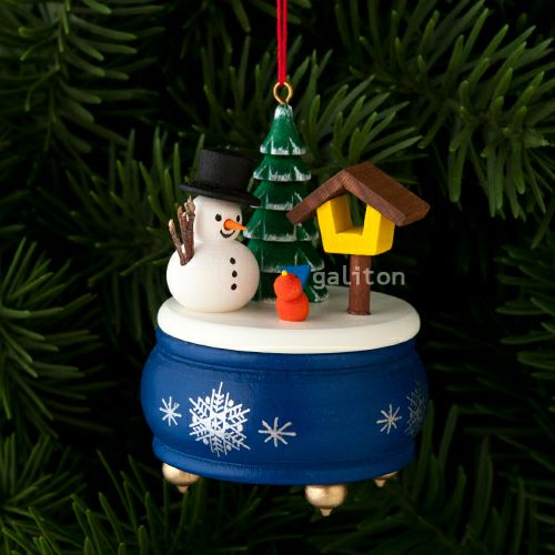 【xmas限定販売】《クリスマスオーナメント》 クリスティアンウルブリヒト Christian Ulbricht オルゴールと雪だるま 青