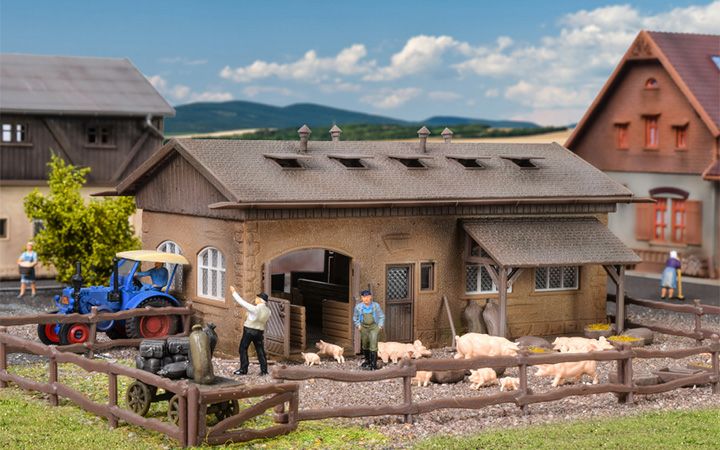 VOLLMER/フォルマー 43740 HOスケール 豚舎 豚と柵付