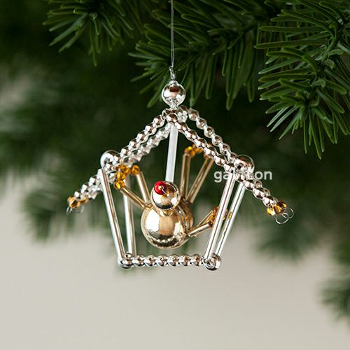 【xmas限定販売】 グラスビーズオーナメント 鳥小屋 1521