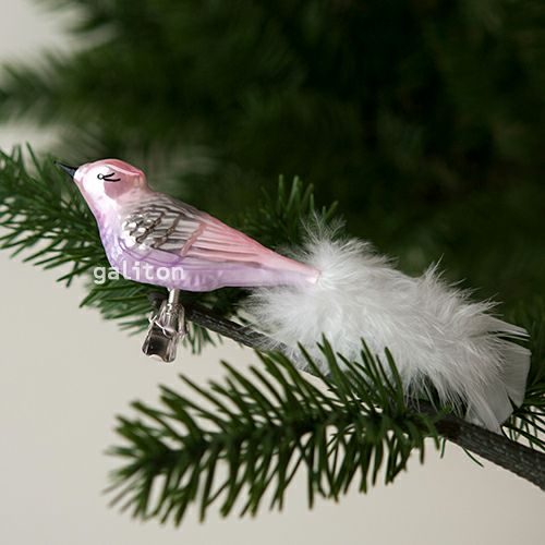 【xmas限定販売】 グラスオーナメント 鳥（大）ピンク/黒 10210