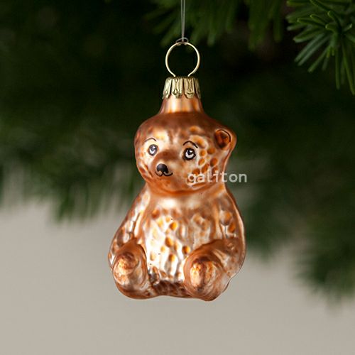 【xmas限定販売】 グラスオーナメント テディベア 座り(小) 30226