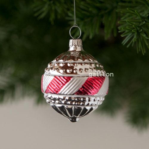 【xmas限定販売】 グラスオーナメント 縞 赤/白 30230