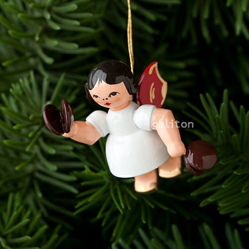 【xmas限定販売】《クリスマスオーナメント》 ウーリッヒ Uhlig 赤い羽根の天使 カスタネット