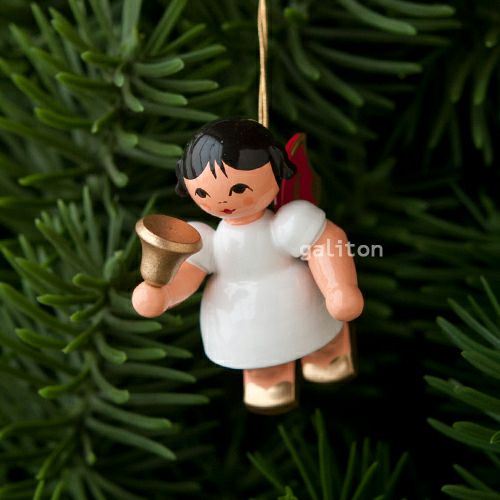 【xmas限定販売】《クリスマスオーナメント》 ウーリッヒ Uhlig 赤い羽根の天使 鐘