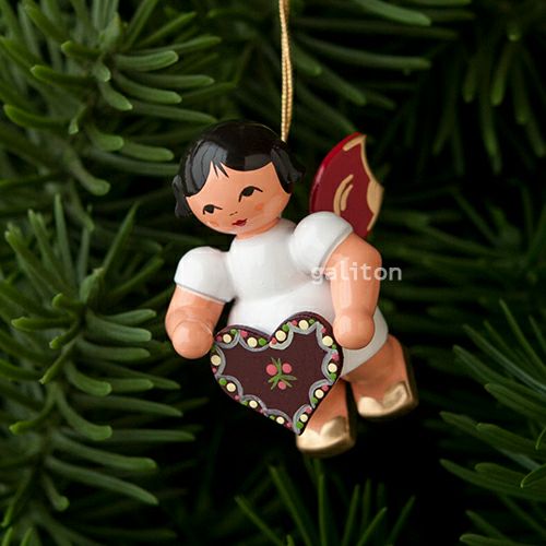 【xmas限定販売】《クリスマスオーナメント》 ウーリッヒ Uhlig 赤い羽根の天使 レープクーヘン ハート