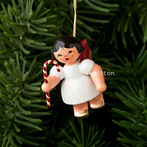 【xmas限定販売】《クリスマスオーナメント》 ウーリッヒ Uhlig 赤い羽根の天使 キャンディケイン