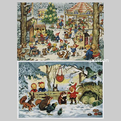 【xmas限定販売】 アドヴェントカード2枚組Xラメ付