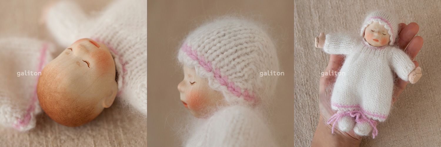 Elisabeth Pongratz ポングラッツベビー極小W101S 白ニット服ピンクリム