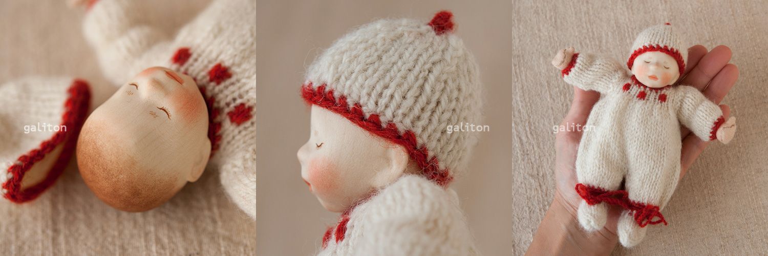 Elisabeth Pongratz ポングラッツベビー極小W353S 白ニット服赤リム