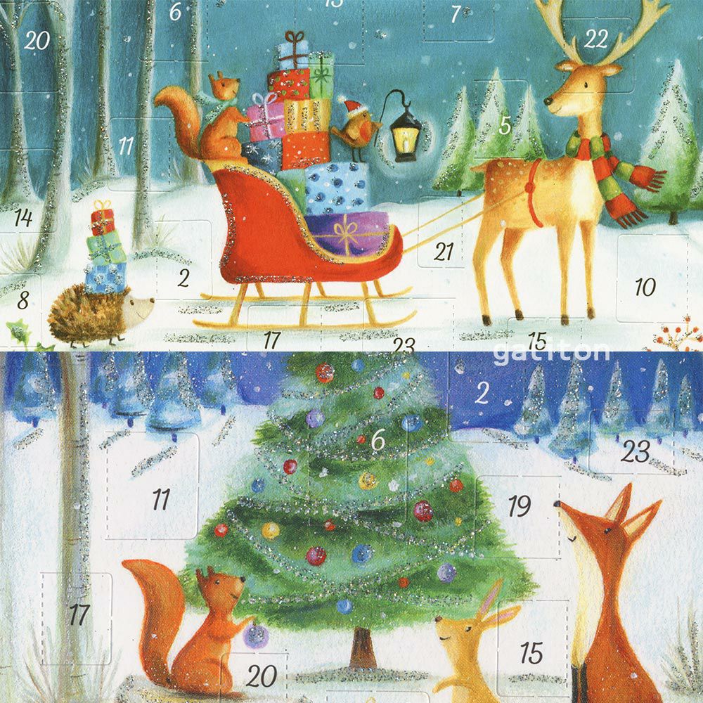 【xmas限定販売】 アドヴェントカード2枚組ろ（ラメ付）