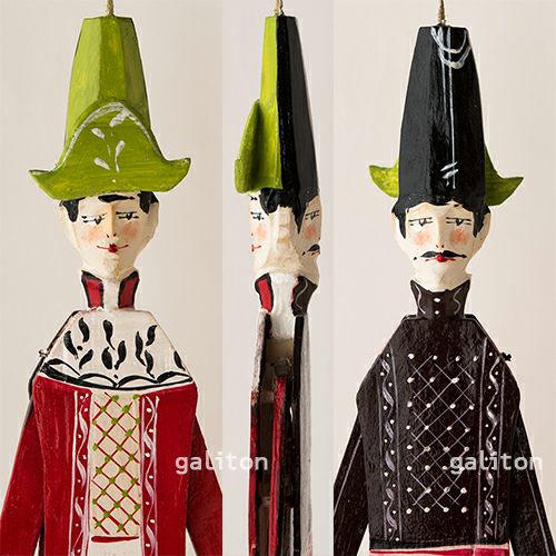 Oberammergauer Schnuerlkasperl なたのハンペルマン 道化と兵士 茶赤