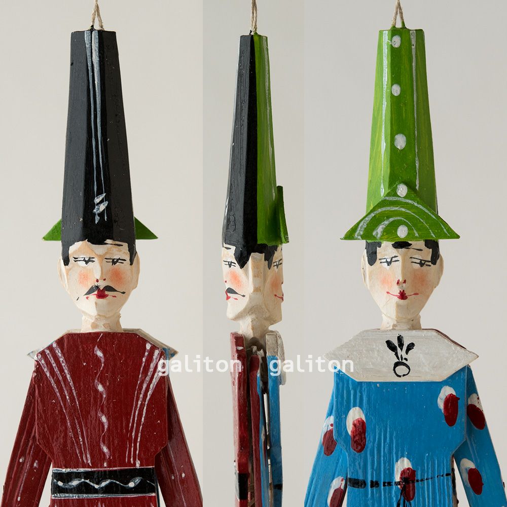 Oberammergauer Schnuerlkasperl なたのハンペルマン 道化と兵士 赤青